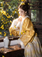 Hanfu clothes featuring Tang-style chest-high winter dress with plush lining
