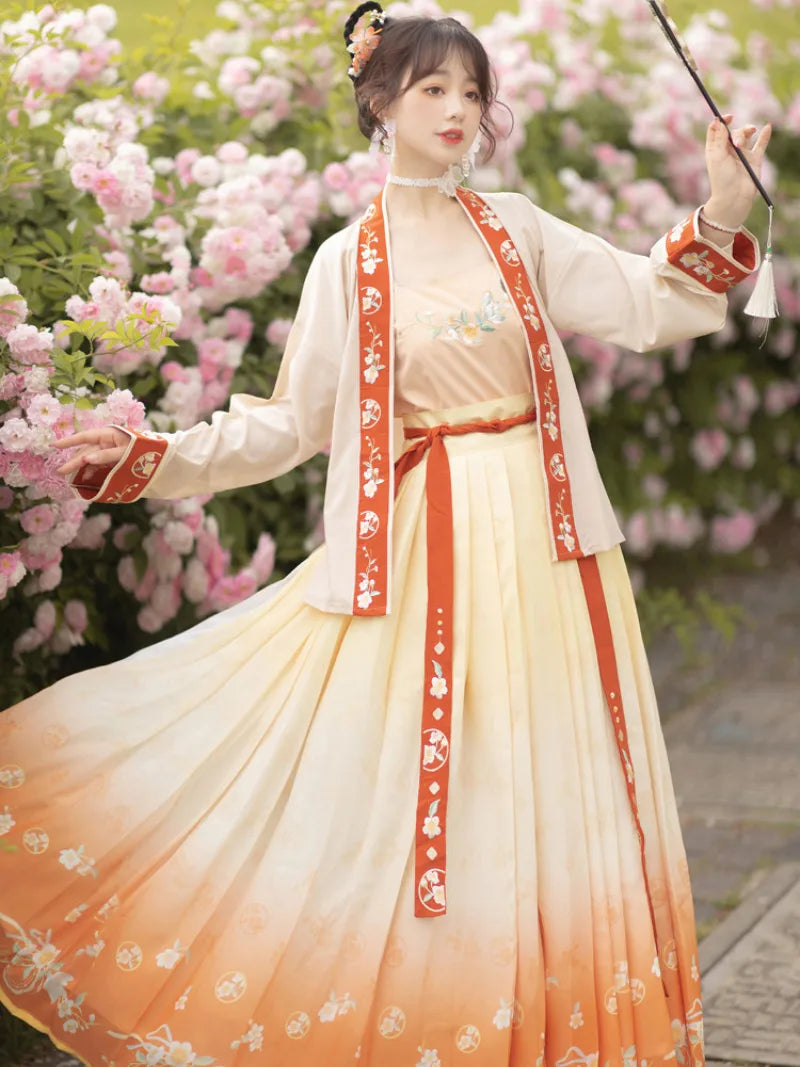 Hanfu clothing china Song dynasty summer short top and camisole set