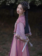 Hanfu clothing female Song Dynasty cosplay set with flowing sleeves and delicate embroidery.