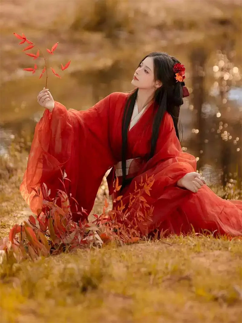 Hanfu Dress Female | New Red Warring States Robe Hanfu Set