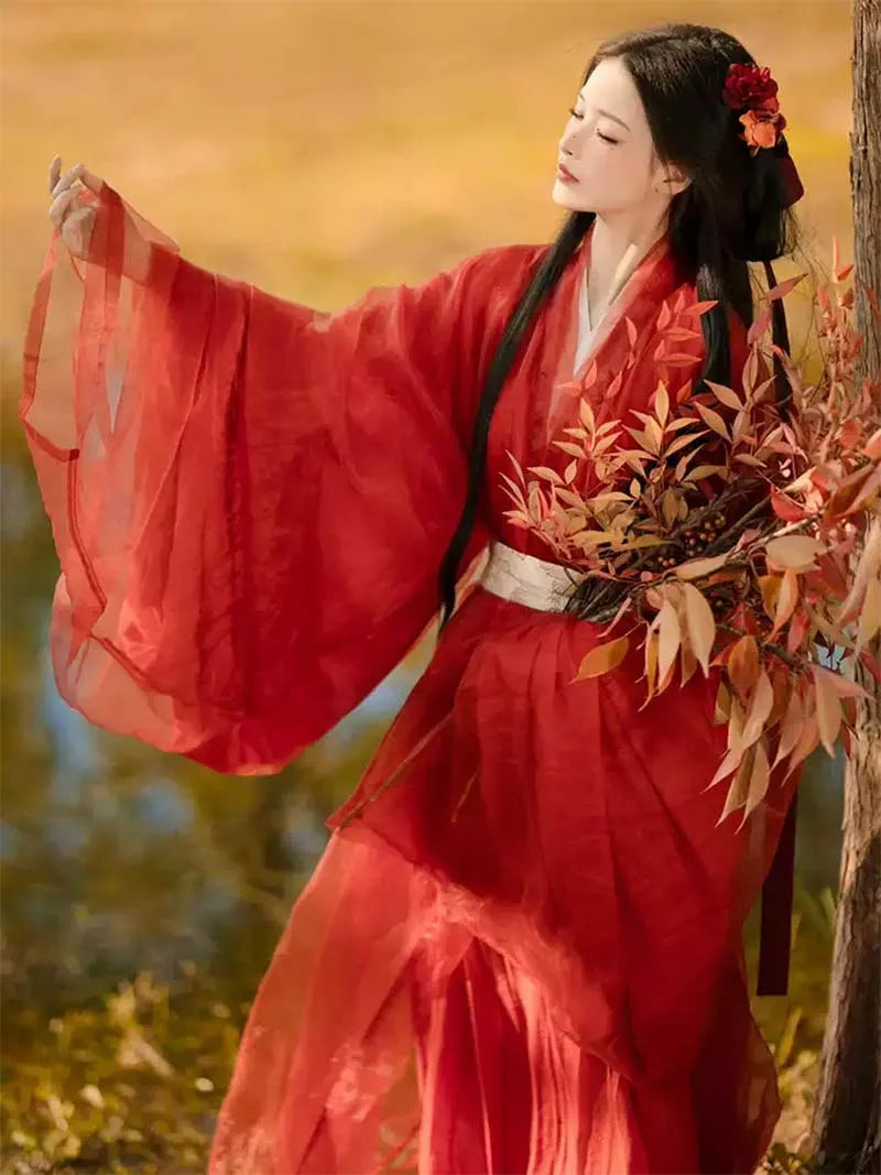 Hanfu Dress Female | New Red Warring States Robe Hanfu Set