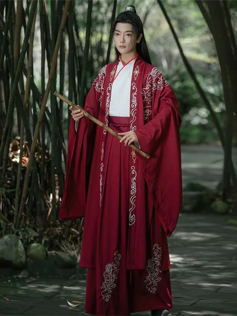 Hanfu dress male embroidered cross-collar wide-sleeve outfit suitable for men and women