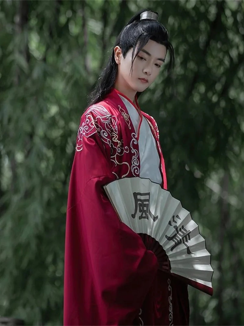 Hanfu dress male embroidered cross-collar wide-sleeve outfit suitable for men and women