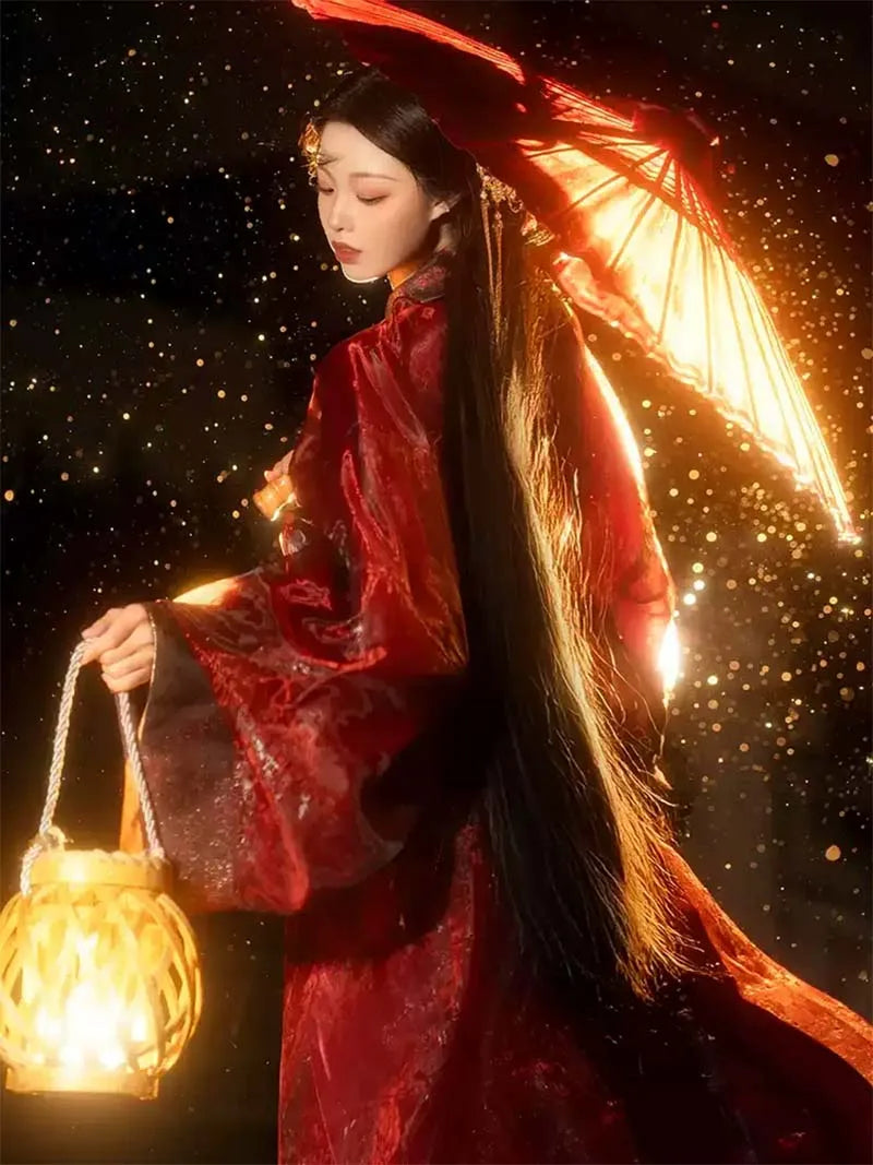 Red Hanfu Dresses | Charming Warring States Straight-Hem Robe