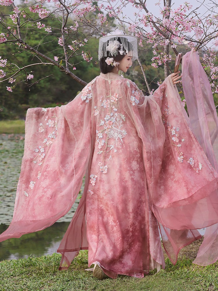 Pink Hanfu Dress – Fairy Embroidered Flowing Chinese Outfit Set