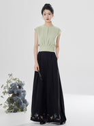 Chinese-Inspired Embroidered Wide Leg Pants Set