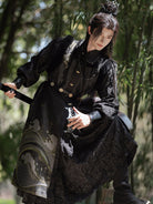 Ming Dynasty Hanfu Male Armor Outfit – Black Wuxia Warrior Style