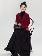Modern Chinese New Year Outfit – Red Knit Mamian Skirt Set