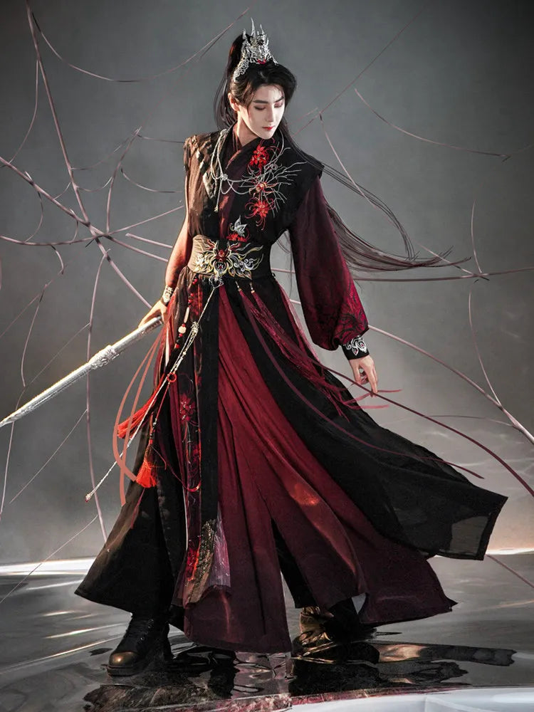 Traditional Chinese Dress Male | Black and Red Hanfu Outfit