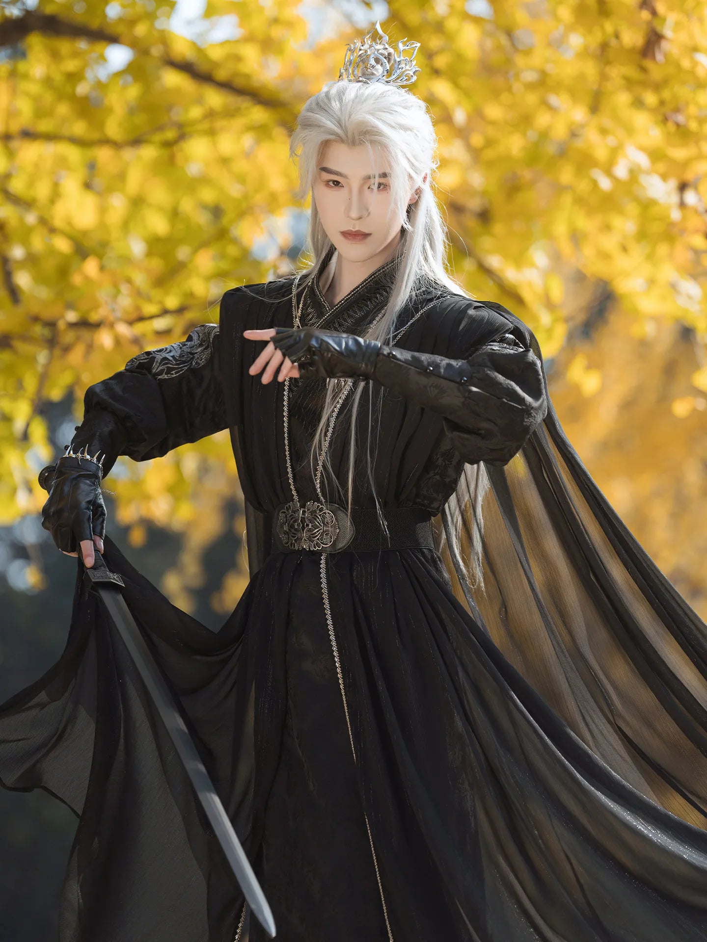 Black Wuxia Chinese Costume for Men – Xianxia Style Ancient Outfit