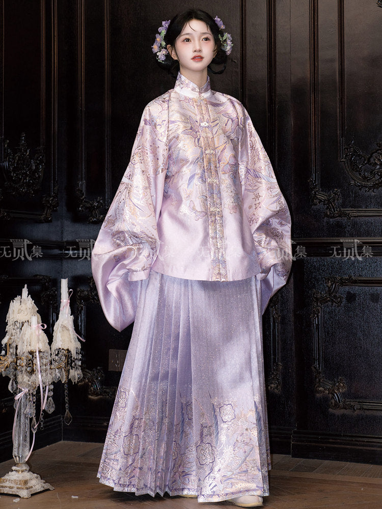 Lavender Ming Hanfu 2-Piece Set with Mamian Skirt