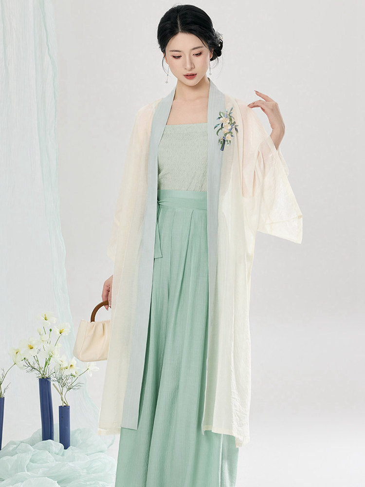 Modern Chinese 3-Piece Outfit with Wide-Leg Pants