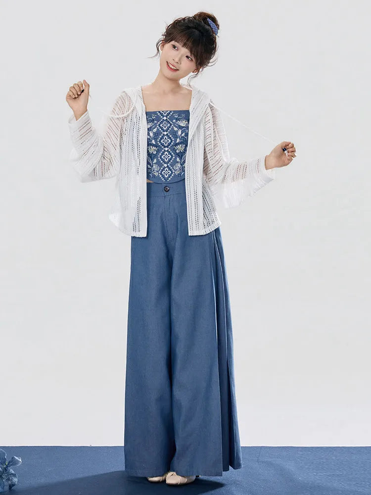 3 Piece Wide Leg Pants Set for Women