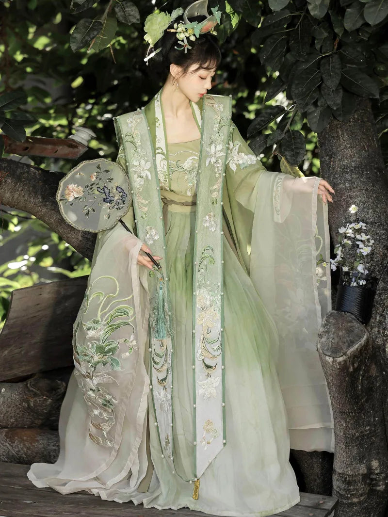 Hanfu for sale Song style set with heavy embroidery and elegant xiapei