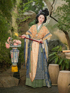 Elegant Hanfu in Chinese traditional style with flowing sleeves and fairy-inspired design