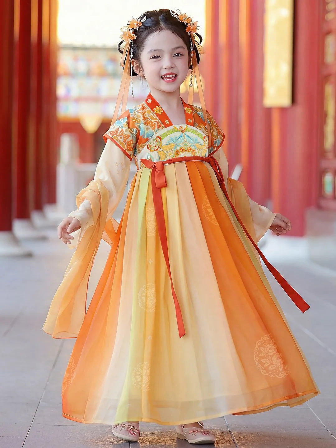 Children Hanfu Costume Tang Dress for Girls – Classic Ruqun Style