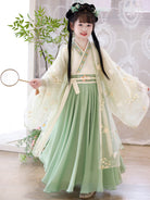 Light Green Hanfu Dress for Girls – Embroidered Kids Outfit