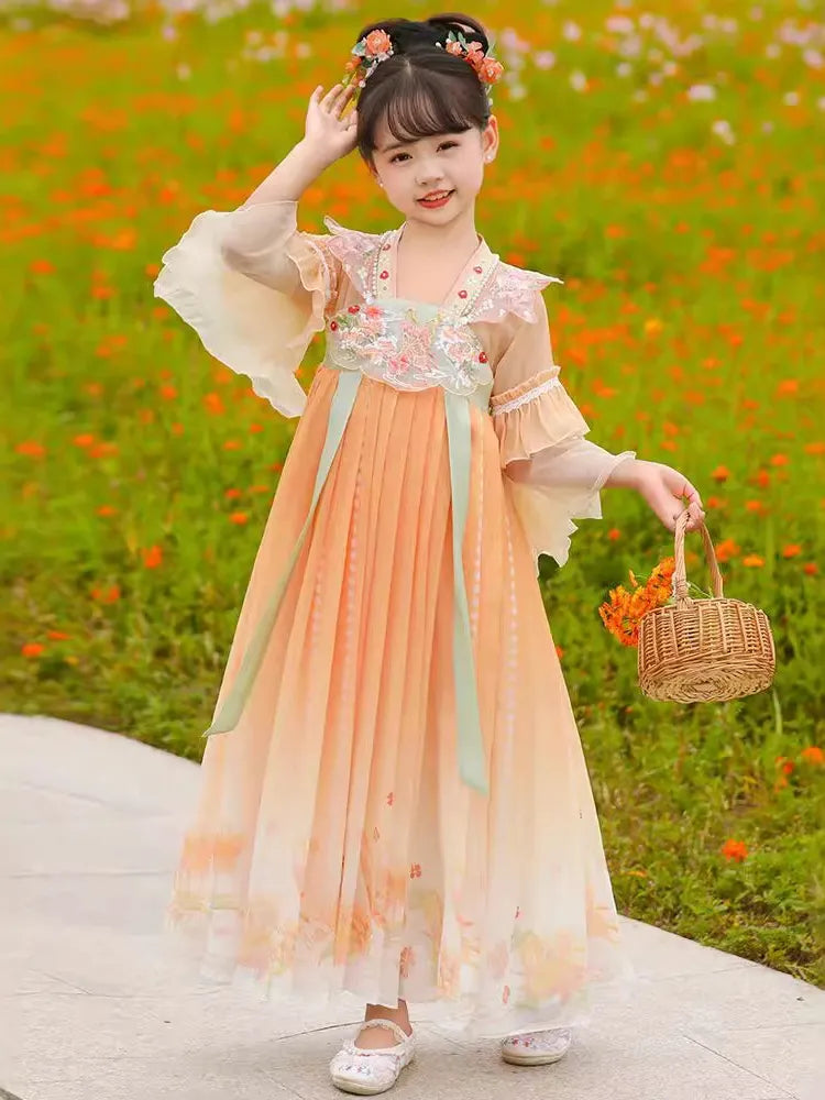 Embroidered Hanfu Dress for Girls – Kids Elegant Chinese Style Dress