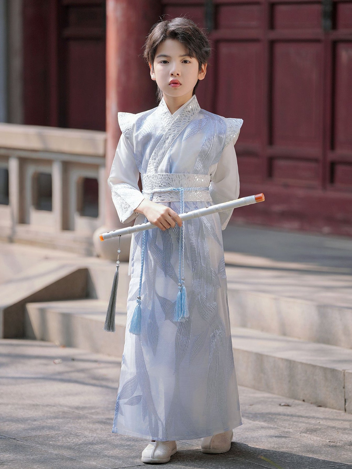 Boys Wuxia Hanfu Outfit – 3-Piece Robe Set
