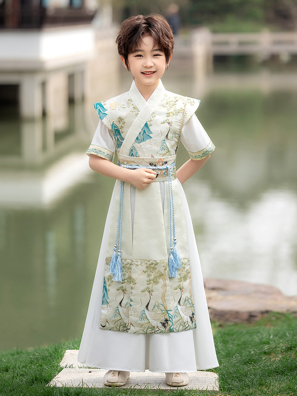 Boys Summer Hanfu Outfit – Short Sleeve Chinese Style
