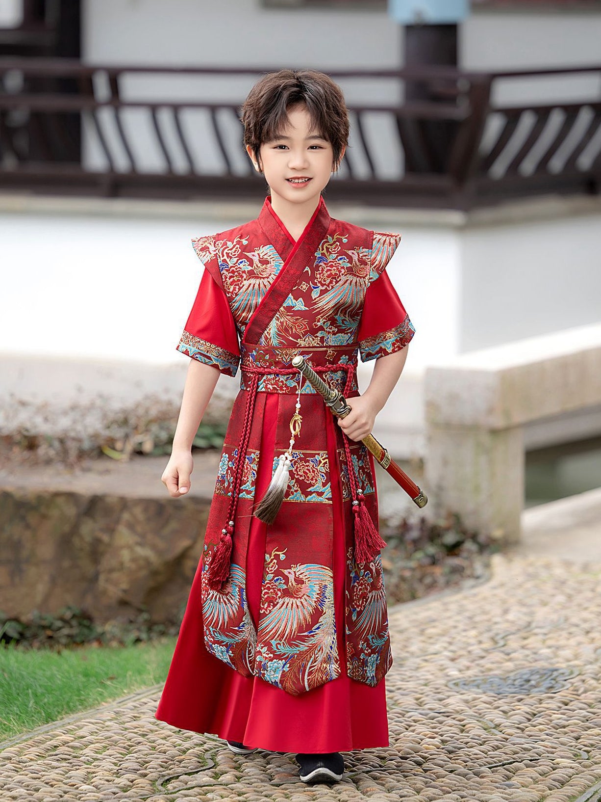 Kids Hanfu Short Sleeve Outfit | Tang Style Chinese Costume