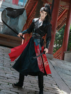 Black Red Hanfu Male Outfit – Wuxia Warrior Style Costume