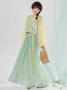 Pastel Green Tulle Skirt Outfit | Hanfu-Inspired 3-Piece Set