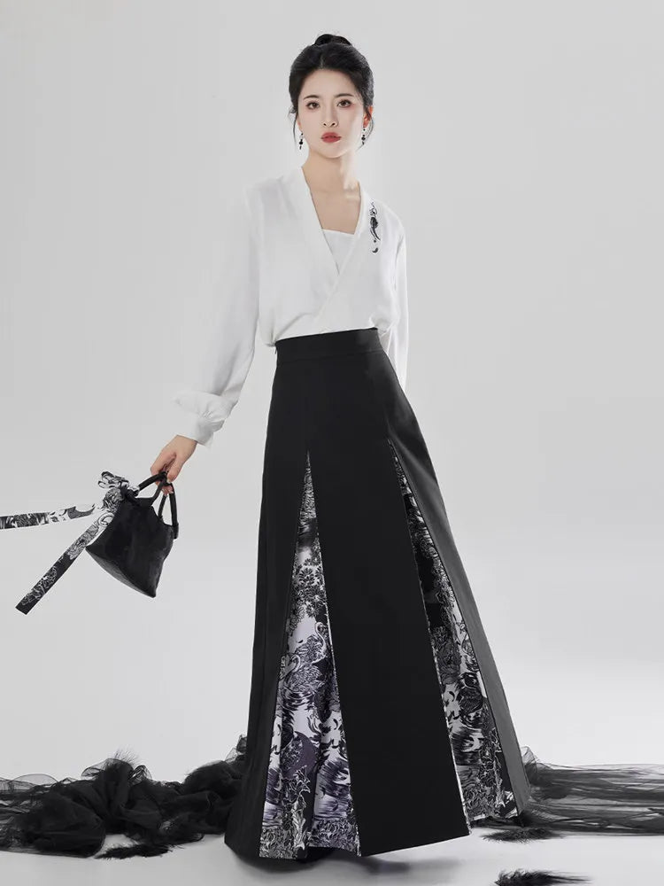 White Blouse and Black Skirt – Chinese-Inspired Style
