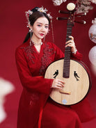 Elegant Hanfu red traditional Chinese dress for women with flowing fairy-like design for festivals and performances