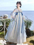Hanfu story Tang style qi chest dress with soft embroidery and fairy spring colors