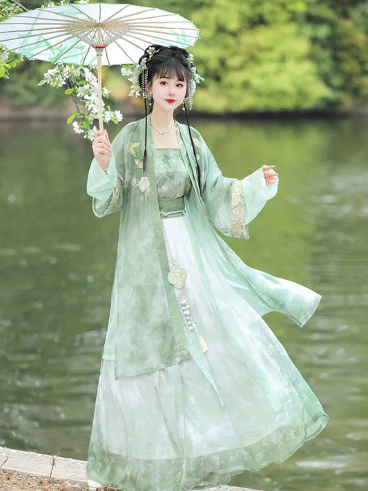 Elegant Hanfu Style Clothes Song-Inspired Summer Work Dress