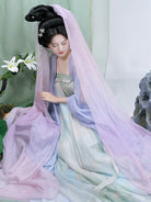 Hanfu Tang Dynasty Qixiong Ruqun Set with Large Sleeve Robe and Pibo