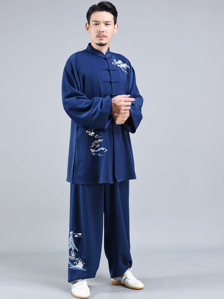 Blue Tai Chi Uniform for Men and Women – Custom Size