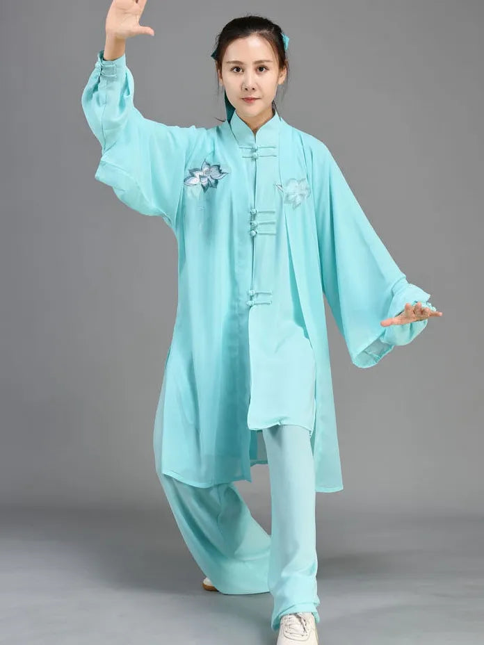 Green Tai Chi Uniform for Women – Custom Embroidered 2 or 3 Piece Set