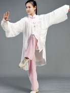 Hand-Painted Tai Chi Uniform for Women – Silk Linen Custom Set