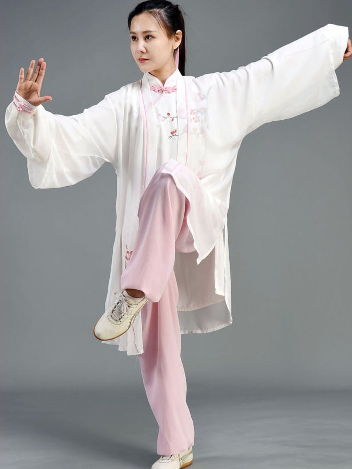 Hand-Painted Tai Chi Uniform for Women – Silk Linen Custom Set