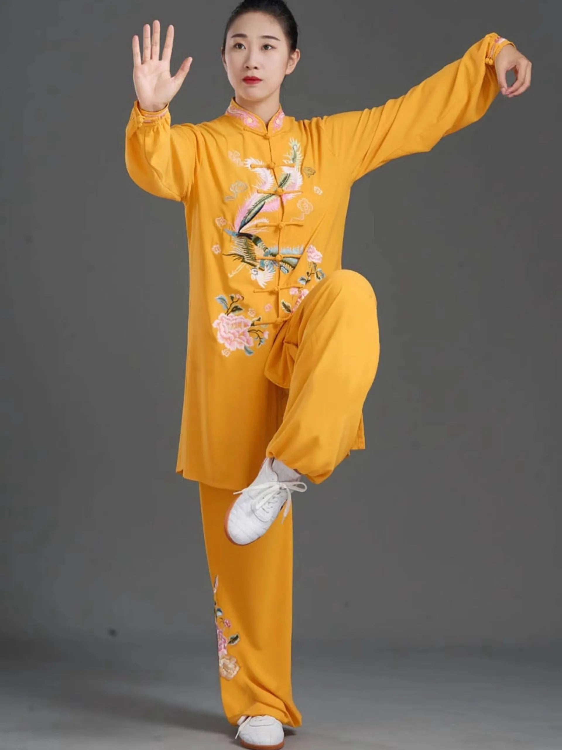 Embroidered Tai Chi Training Suit for Women – White or Yellow Custom Set