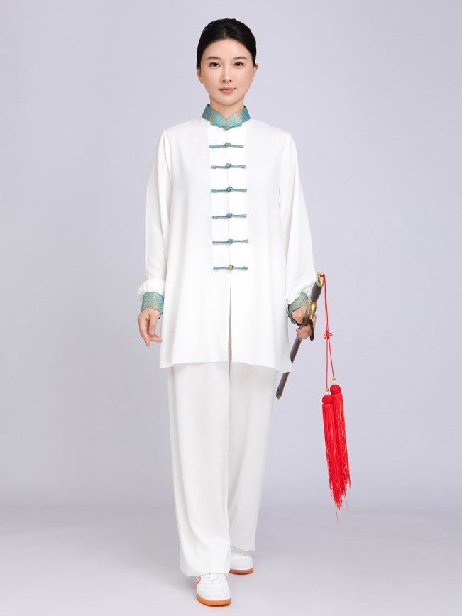 Women’s Tai Chi Practice Suit – Poly Cotton Contrast Frog Button Set