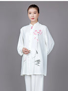 White Tai Chi Suit for Women – Hand-Painted Wushu Practice Set