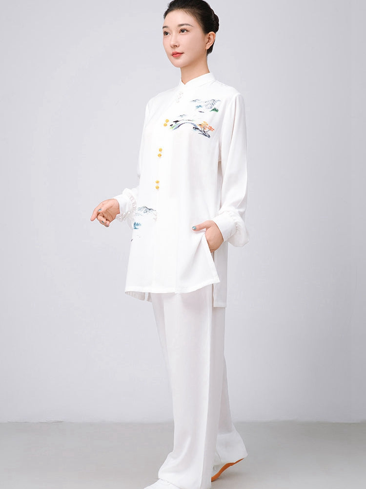Tai Chi Practice Wear for Women – White Jiangnan-Inspired Martial Arts Set