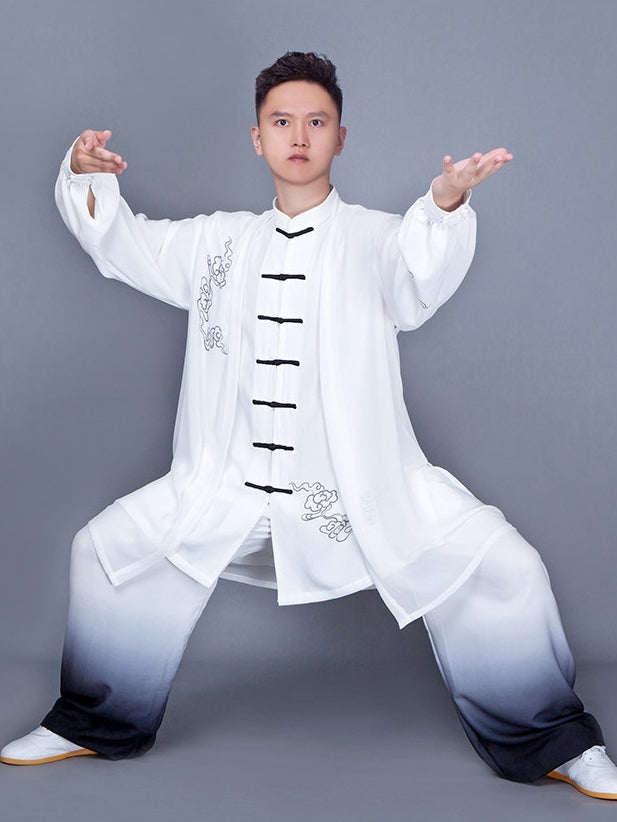 Tai Chi Uniform Set for Men and Women – White Gradient 2 or 3 Piece Outfit