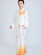 Orange Gradient Tai Chi Outfit for Women – Rayon Linen Performance Set