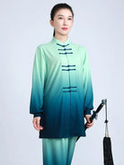 Gradient Tai Chi Uniform for Women – Green Performance Outfit