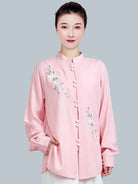 Embroidered Tai Chi Outfit for Women – Cotton Linen Practice Set or Top