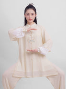 Beige Tai Chi Uniform – Unisex 2-Piece Practice Set