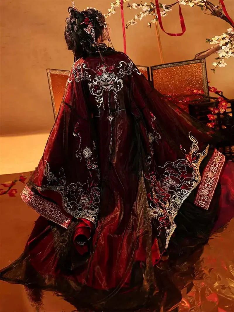 Hanfu Traditional Warring States Robe | Embroidered Straight-Hem Design