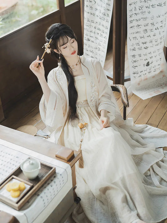 Elegant Hanfu Traditional Clothing Song Style Tencel Zen Set