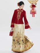 Red Ming Dynasty Hanfu Set with Mamian Skirt