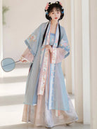 Hanfu women's clothing embroidered neckline waist tie flowing skirt