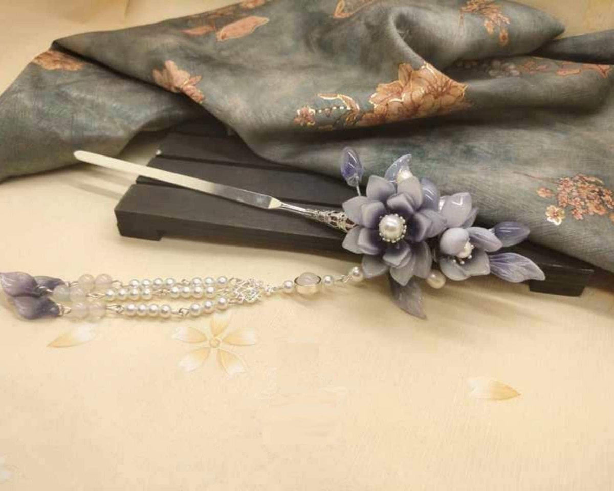 Purple Floral Hair Stick